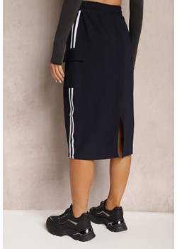 Granatowa Spódnica Midi Ozdobiona Lampasami i Kieszeniami Faniva ze sklepu Renee odzież w kategorii Spódnice - zdjęcie 169741536