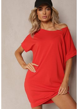 Czerwona  T-shirtowa Sukienka Pudełkowa z Elastycznej Bawełny Ellensa ze sklepu Renee odzież w kategorii Sukienki - zdjęcie 169741679
