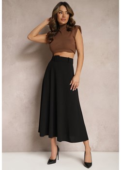 Czarna Rozkloszowana Spódnica Maxi z Paskiem i Klamrą Adlirca ze sklepu Renee odzież w kategorii Spódnice - zdjęcie 169741827