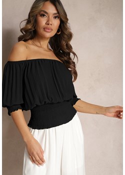 Czarna Bluzka Hiszpanka z Marszczeniami Nuinama ze sklepu Renee odzież w kategorii Bluzki damskie - zdjęcie 169741877