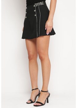 Czarna Rozkloszowana Spódnica Mini z Guzikami Allsa ze sklepu Born2be Odzież w kategorii Spódnice - zdjęcie 169746505