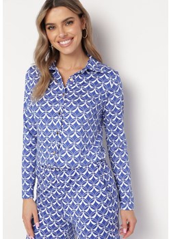 Granatowa Koszula z Metalicznymi Guzikami i Oryginalnym Wzorem Orlenmdra ze sklepu Born2be Odzież w kategorii Koszule damskie - zdjęcie 169746637