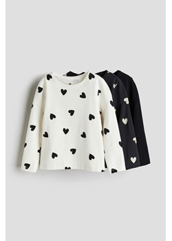 H & M - Top z długim rękawem 3-pak - Biały ze sklepu H&M w kategorii Bluzki dziewczęce - zdjęcie 169748478