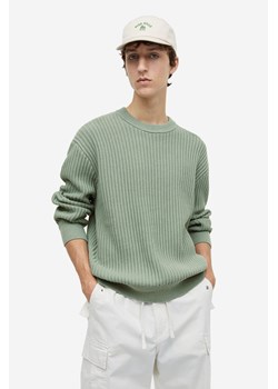 H & M - Sweter w prążki Loose Fit - Zielony ze sklepu H&M w kategorii Swetry męskie - zdjęcie 169748579