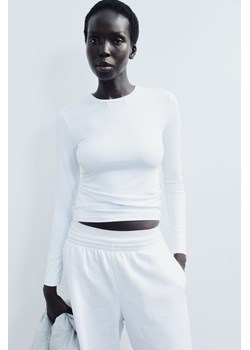 H & M - Top z mikrofibry z długim rękawem - Biały ze sklepu H&M w kategorii Bluzki damskie - zdjęcie 169748596