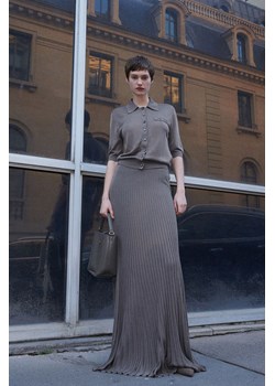H & M - Rozszerzana spódnica z dzianiny w prążki - Szary ze sklepu H&M w kategorii Spódnice - zdjęcie 169748726