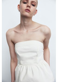 H & M - Dżinsowy półgorset z baskinką - Biały ze sklepu H&M w kategorii Bluzki damskie - zdjęcie 169748946