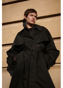 H & M - Dwurzędowy trencz z diagonalu - Czarny ze sklepu H&M w kategorii Płaszcze damskie - zdjęcie 169749089
