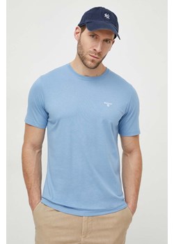 Barbour t-shirt bawełniany kolor niebieski gładki ze sklepu ANSWEAR.com w kategorii T-shirty męskie - zdjęcie 169750038