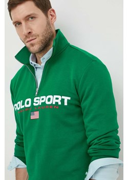 Polo Ralph Lauren bluza męska kolor zielony z nadrukiem ze sklepu ANSWEAR.com w kategorii Bluzy męskie - zdjęcie 169750087