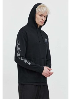 Quiksilver bluza męska kolor czarny z kapturem z nadrukiem ze sklepu ANSWEAR.com w kategorii Bluzy męskie - zdjęcie 169750105