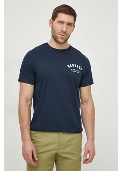 Barbour t-shirt bawełniany męski kolor granatowy z nadrukiem MTS0502 ze sklepu ANSWEAR.com w kategorii T-shirty męskie - zdjęcie 169750355
