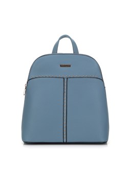 Damski plecak z ekoskóry z nitami trapezowy niebieski ze sklepu WITTCHEN w kategorii Plecaki - zdjęcie 169750578