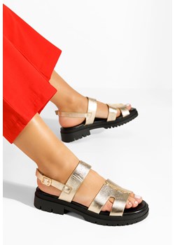 Złote sandały damskie Auvia ze sklepu Zapatos w kategorii Sandały damskie - zdjęcie 169750897