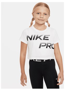 T-shirt o skróconym kroju dla dużych dzieci (dziewcząt) Dri-FIT Nike Pro - Biel ze sklepu Nike poland w kategorii Bluzki dziewczęce - zdjęcie 169754385