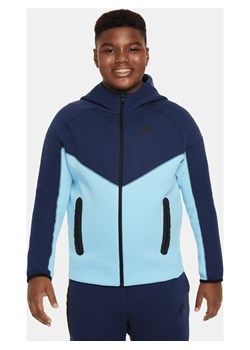 Bluza z kapturem i zamkiem na całej długości dla dużych dzieci (chłopców) Nike Sportswear Tech Fleece (szersze rozmiary) - Niebieski ze sklepu Nike poland w kategorii Bluzy chłopięce - zdjęcie 169754465