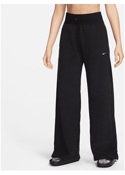 Damskie spodnie z wysokim stanem i szerokimi nogawkami z wygodnej dzianiny Nike Sportswear Phoenix Plush - Czerń ze sklepu Nike poland w kategorii Spodnie damskie - zdjęcie 169754599