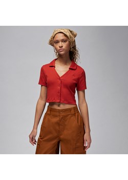 Damska dzianinowa koszulka z krótkim rękawem Jordan - Czerwony ze sklepu Nike poland w kategorii Bluzki damskie - zdjęcie 169754697