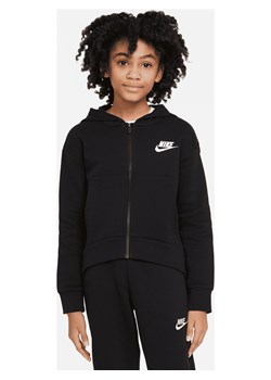 Bluza z kapturem i zamkiem na całej długości dla dużych dzieci (dziewcząt) Nike Sportswear Club Fleece - Czerń ze sklepu Nike poland w kategorii Bluzy dziewczęce - zdjęcie 169754819