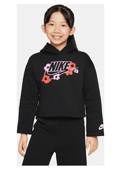Bluza z kapturem i nadrukiem dla małych dzieci Nike Floral Fleece - Czerń ze sklepu Nike poland w kategorii Bluzy dziewczęce - zdjęcie 169754858
