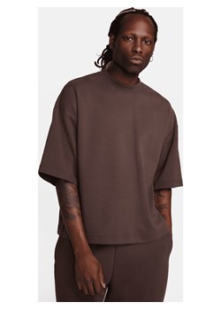 Męska bluza dresowa z krótkim rękawem o kroju oversize Nike Sportswear Tech Fleece Reimagined - Brązowy ze sklepu Nike poland w kategorii Bluzy męskie - zdjęcie 169754959