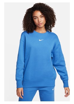 Damska bluza dresowa z półokrągłym dekoltem o kroju oversize Nike Sportswear Phoenix Fleece - Niebieski ze sklepu Nike poland w kategorii Bluzy damskie - zdjęcie 169755467