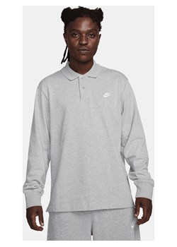 Męska dzianinowa koszulka polo z długim rękawem Nike Club - Szary ze sklepu Nike poland w kategorii T-shirty męskie - zdjęcie 169755547