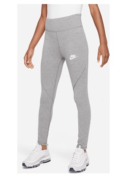 Legginsy z wysokim stanem dla dużych dzieci (dziewcząt) Nike Sportswear Favorites - Szary ze sklepu Nike poland w kategorii Spodnie dziewczęce - zdjęcie 169755616