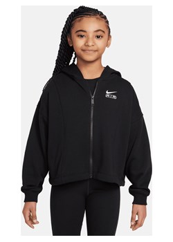 Dziewczęca bluza z kapturem i zamkiem na całej długości z dzianiny dresowej Nike Air - Czerń ze sklepu Nike poland w kategorii Bluzy dziewczęce - zdjęcie 169755768