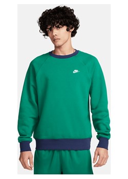 Męska bluza z długimi, raglanowymi rękawami Nike Club Fleece - Zieleń ze sklepu Nike poland w kategorii Bluzy męskie - zdjęcie 169755847