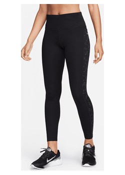 Damskie legginsy 7/8 ze średnim stanem, kieszeniami i nadrukiem Nike Fast - Czerń ze sklepu Nike poland w kategorii Spodnie damskie - zdjęcie 169755885