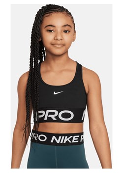 Dziewczęcy stanik sportowy Nike Pro Swoosh - Czerń ze sklepu Nike poland w kategorii Staniki dla dziewczynki - zdjęcie 169756477