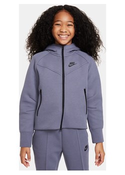 Rozpinana bluza z kapturem dla dużych dzieci (dziewcząt) Nike Sportswear Tech Fleece - Szary ze sklepu Nike poland w kategorii Bluzy dziewczęce - zdjęcie 169756575