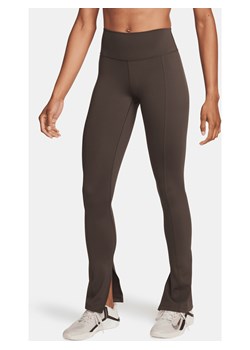 Damskie legginsy o pełnej długości z wysokim stanem i rozcięciem u dołu Nike One - Brązowy ze sklepu Nike poland w kategorii Spodnie damskie - zdjęcie 169756658