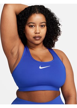 Damski regulowany stanik sportowy z wkładkami Nike Swoosh High Support - Niebieski ze sklepu Nike poland w kategorii Biustonosze - zdjęcie 169756705