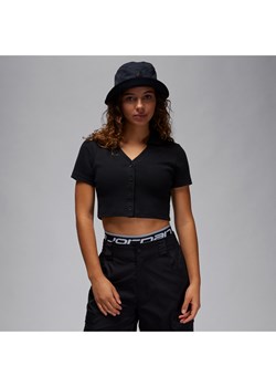 Damska dzianinowa koszulka z krótkim rękawem Jordan - Czerń ze sklepu Nike poland w kategorii Bluzki damskie - zdjęcie 169756917