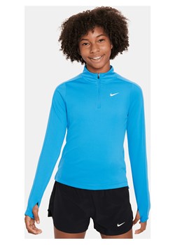 Koszulka do golfa z długim rękawem i zamkiem 1/2 dla dużych dzieci (dziewcząt) Nike Dri-FIT - Niebieski ze sklepu Nike poland w kategorii T-shirty chłopięce - zdjęcie 169757195