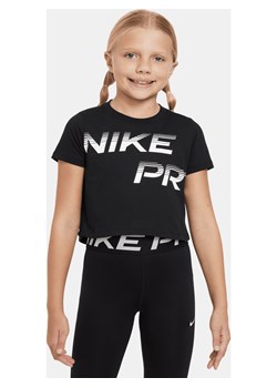 T-shirt o skróconym kroju dla dużych dzieci (dziewcząt) Dri-FIT Nike Pro - Czerń ze sklepu Nike poland w kategorii Bluzki dziewczęce - zdjęcie 169757859