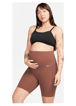 Damskie ciążowe kolarki z wysokim stanem i kieszeniami zapewniające delikatne wsparcie Nike Zenvy (M) 21 cm - Brązowy ze sklepu Nike poland w kategorii Spodenki ciążowe - zdjęcie 169758279