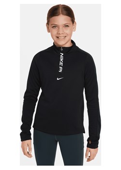 Dziewczęca koszulka z długim rękawem i zamkiem 1/2 Dri-FIT Nike Pro - Czerń ze sklepu Nike poland w kategorii Bluzki dziewczęce - zdjęcie 169758567