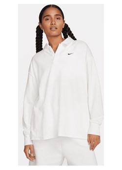 Damska koszulka polo z długim rękawem o kroju oversize Nike Sportswear Essential - Biel ze sklepu Nike poland w kategorii Bluzki damskie - zdjęcie 169758727