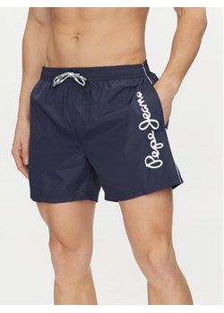 Pepe Jeans Szorty kąpielowe Logo Swimshort PMB10393 Granatowy Regular Fit ze sklepu MODIVO w kategorii Kąpielówki - zdjęcie 169774735