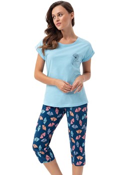 Bawełniana piżama damska niebieska w liście 687, Kolor niebiesko-granatowy, Rozmiar M, Luna ze sklepu Intymna w kategorii Piżamy damskie - zdjęcie 169782427