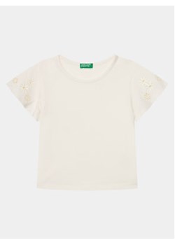 United Colors Of Benetton T-Shirt 3P4ZC10I4 Écru Slim Fit ze sklepu MODIVO w kategorii Bluzki dziewczęce - zdjęcie 169785535