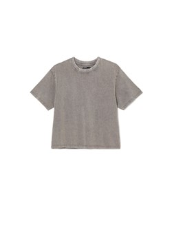 Cropp - Szary t-shirt boxy - szary ze sklepu Cropp w kategorii Bluzki damskie - zdjęcie 169785818