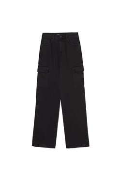 Cropp - Czarne jeansy cargo straight TALL - czarny ze sklepu Cropp w kategorii Jeansy damskie - zdjęcie 169785847