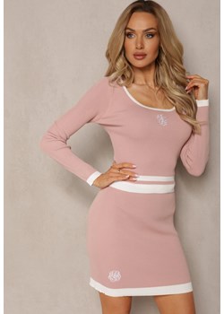 Różowy Prążkowany Komplet 2-Częściowy z Dzianiny Spódnica i Sweter Anairame ze sklepu Renee odzież w kategorii Komplety i garnitury damskie - zdjęcie 169787116