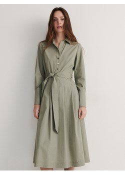 Reserved - Bawełniana sukienka maxi - zielony ze sklepu Reserved w kategorii Sukienki - zdjęcie 169791046