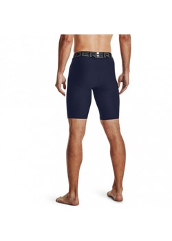 Męskie legginsy krótkie treningowe Under Armour HeatGear Pocket Long Shorts - granatowe ze sklepu Sportstylestory.com w kategorii Spodenki męskie - zdjęcie 169792876