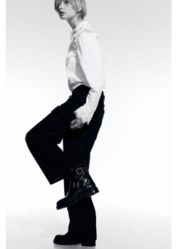 H & M - Proste spodnie z domieszką lnu - Czarny ze sklepu H&M w kategorii Spodnie damskie - zdjęcie 169800956